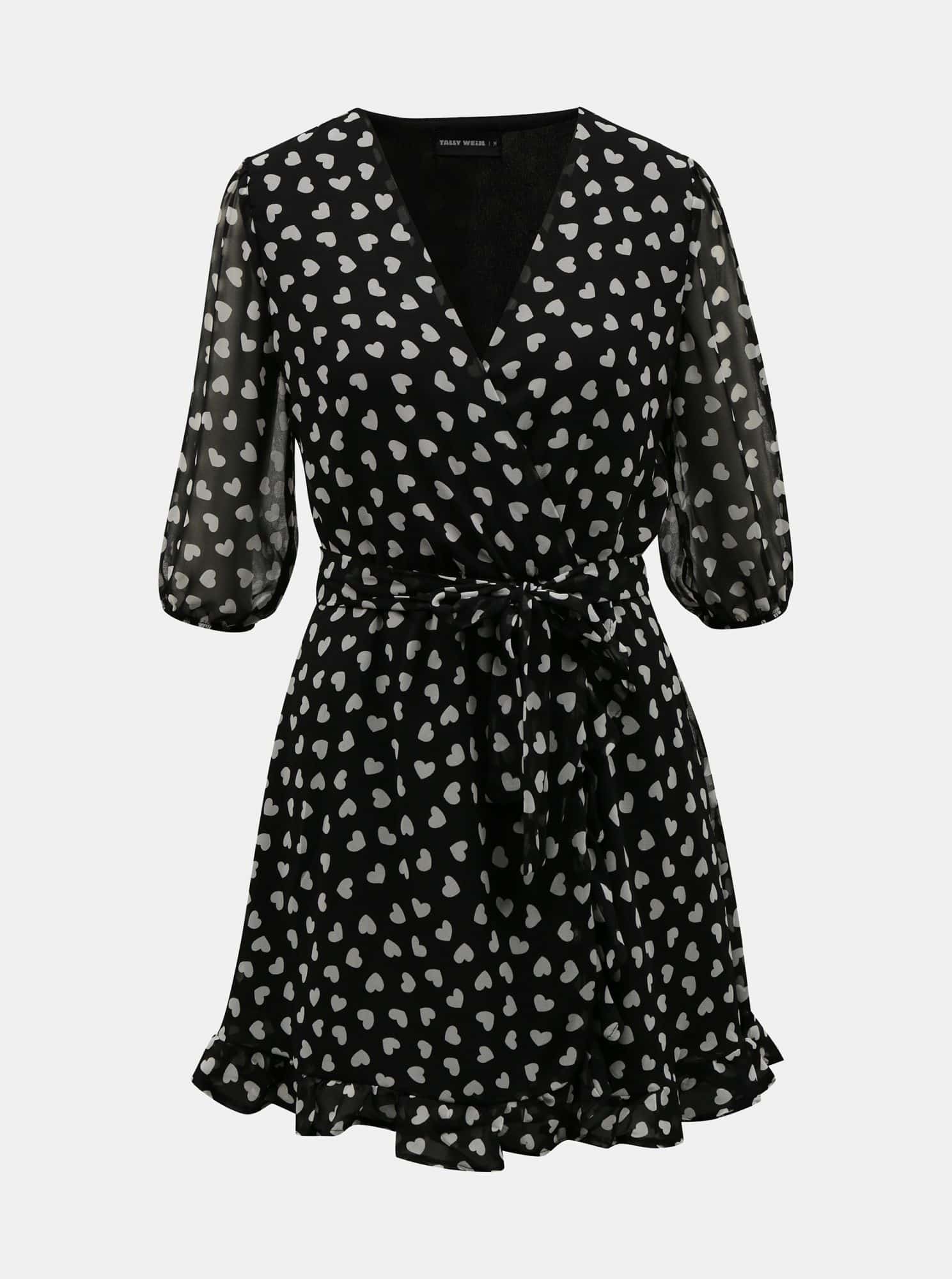 Černé vzorované zavinovací šaty TALLY WEiJL