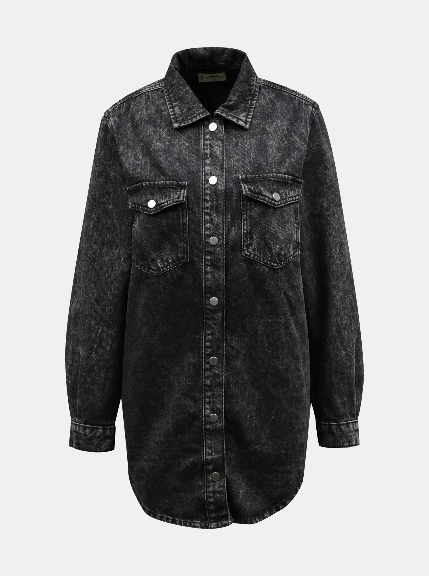 Tmavě šedá džínová dlouhá košile TALLY WEiJL