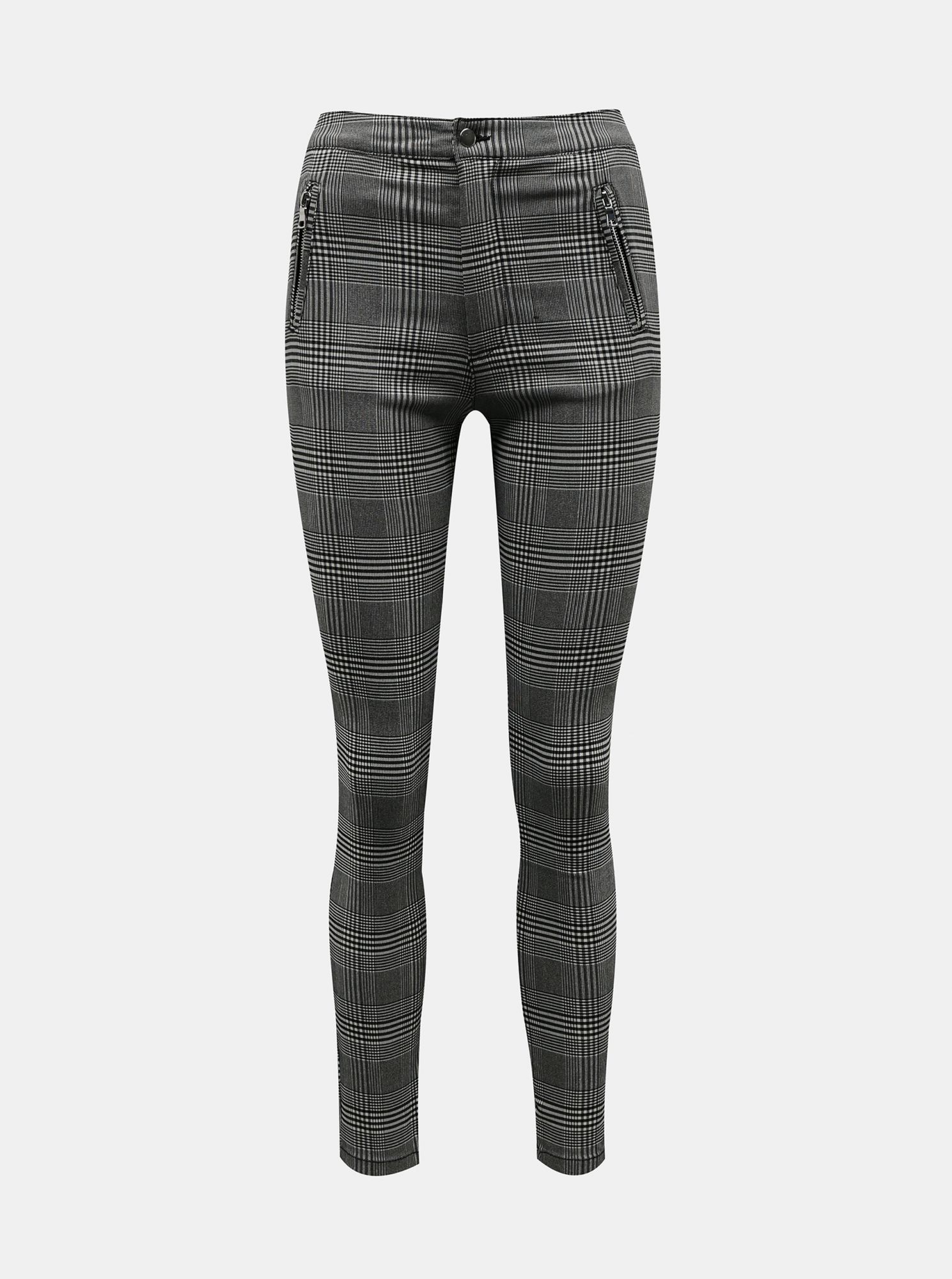 Šedé kostkované skinny fit kalhoty TALLY WEiJL