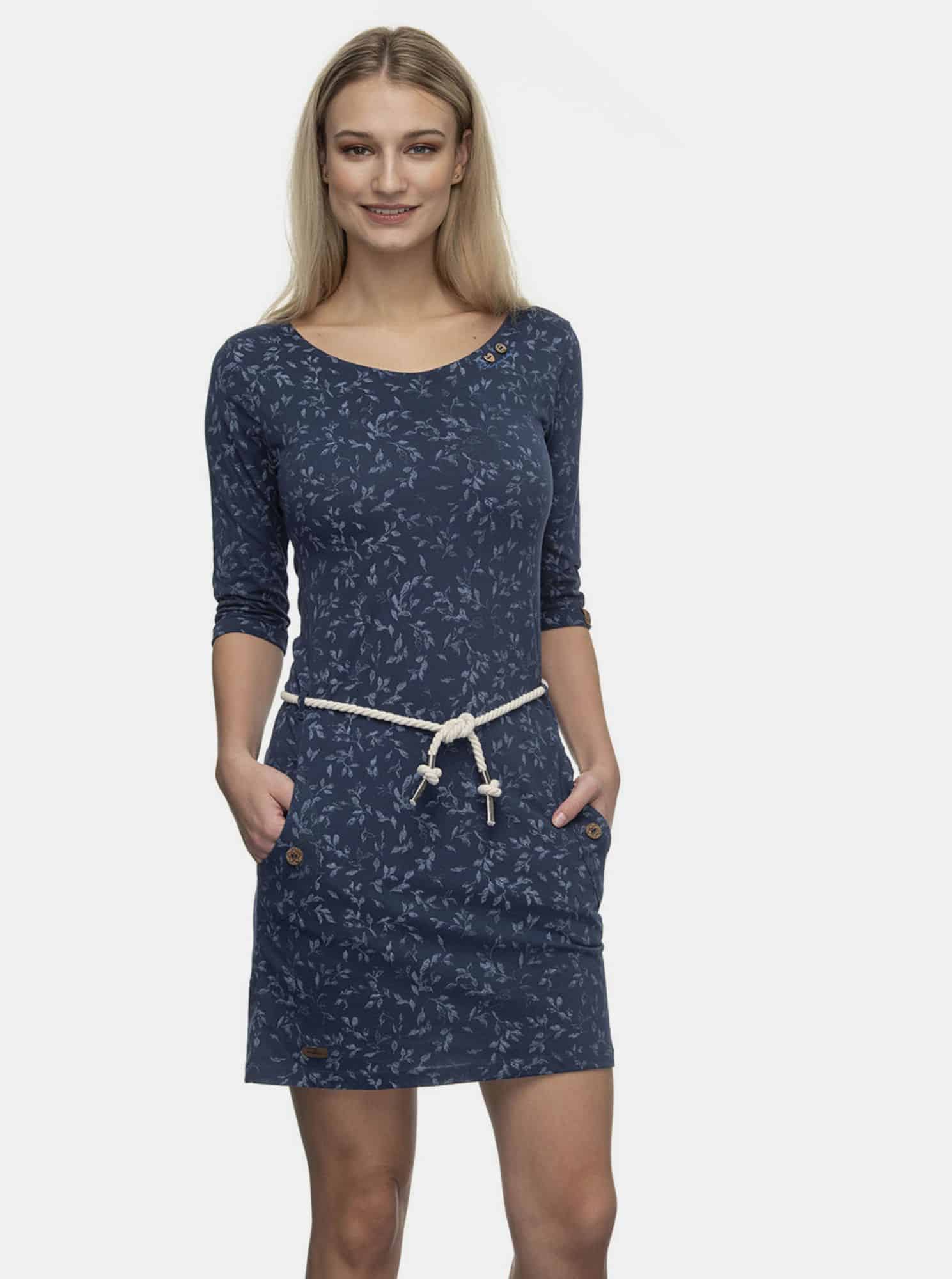 Tmavě modré květované šaty Ragwear