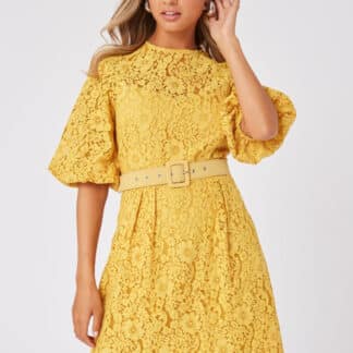 Žluté krajkové šaty Little Mistress