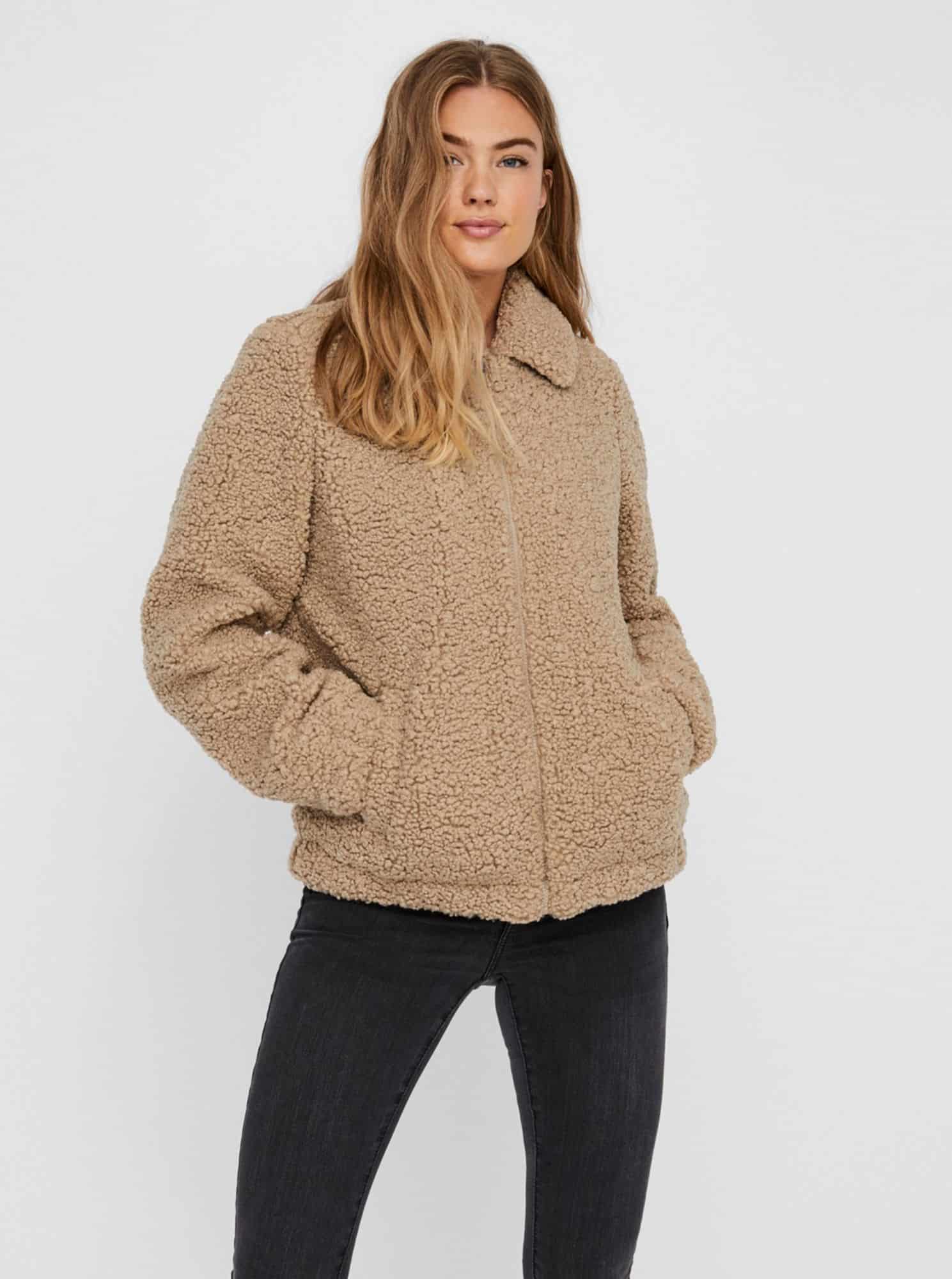 Béžová zimní bunda Noisy May Gabi