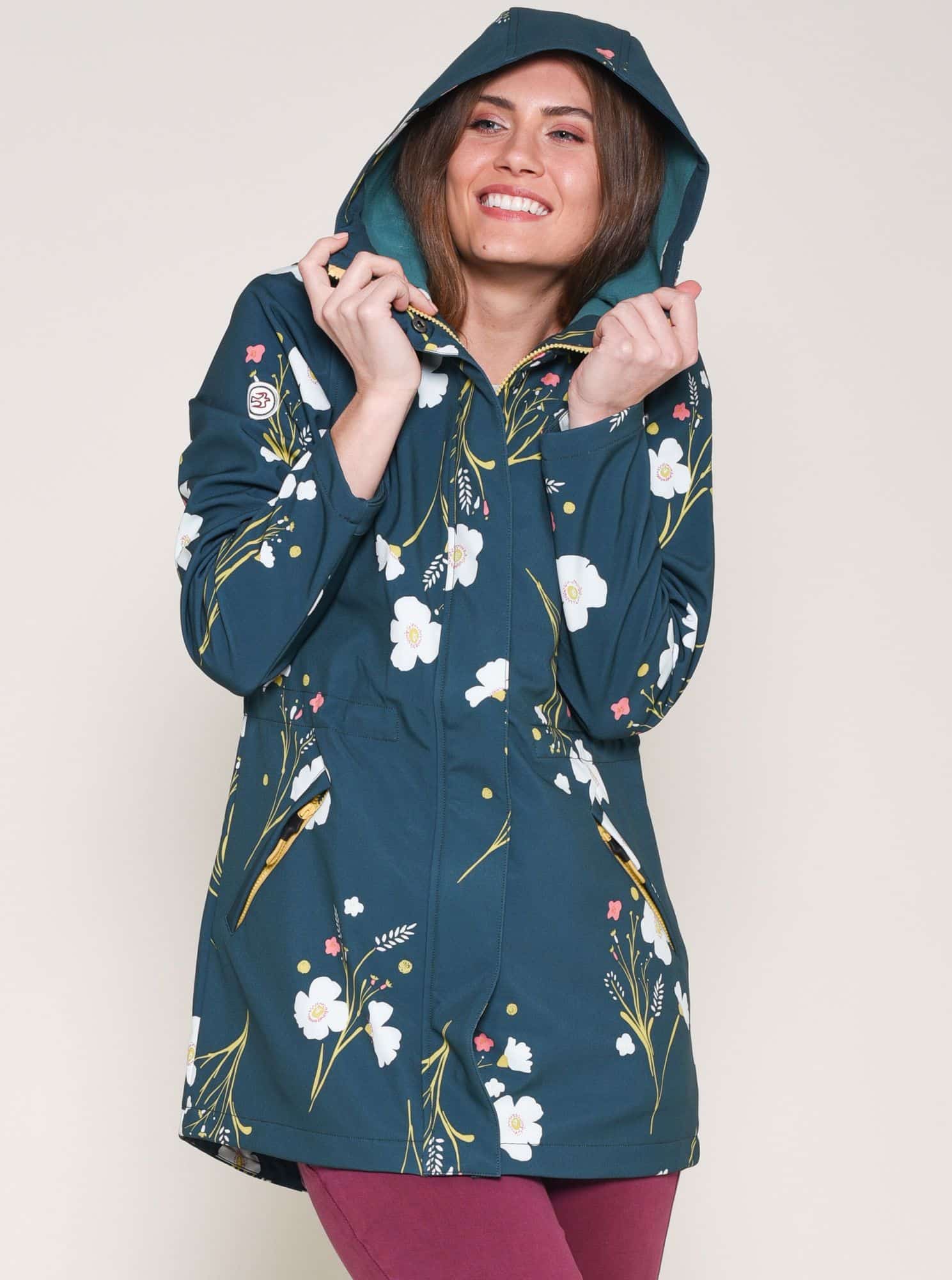 Modrá dámská květovaná bunda Brakeburn