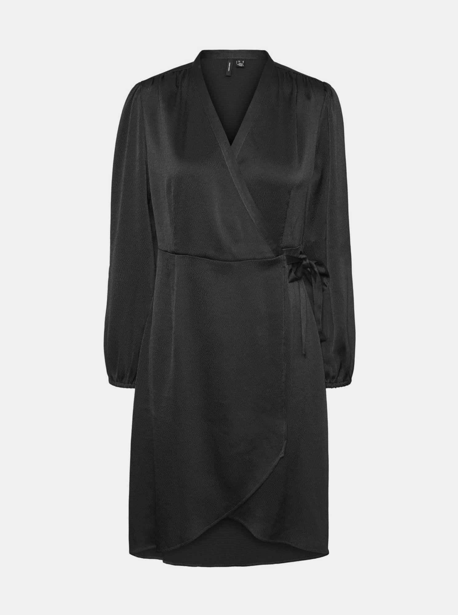 Černé saténové zavinovací šaty VERO MODA Erin