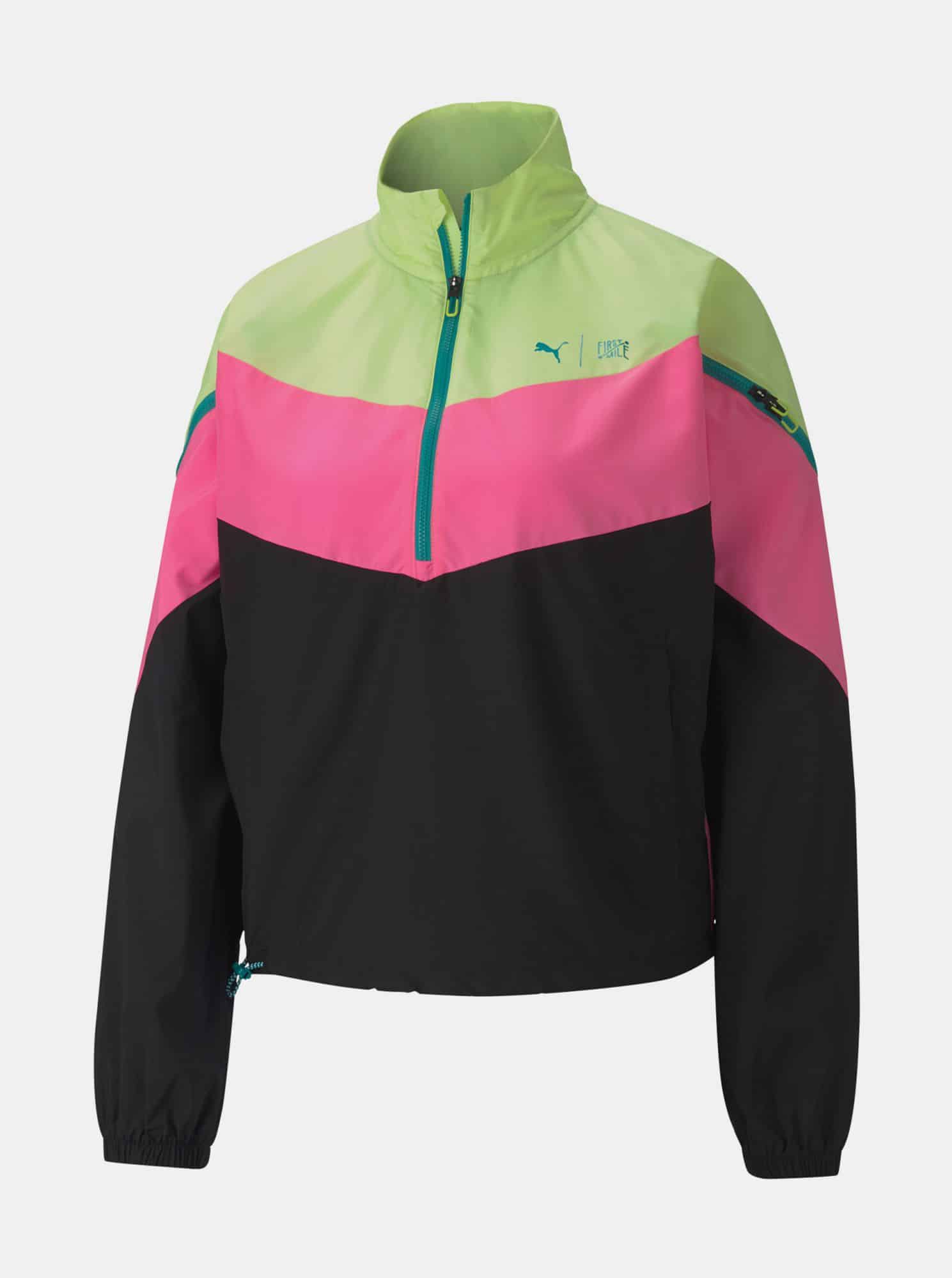 Černo-růžový dámský voděodolný anorak Puma