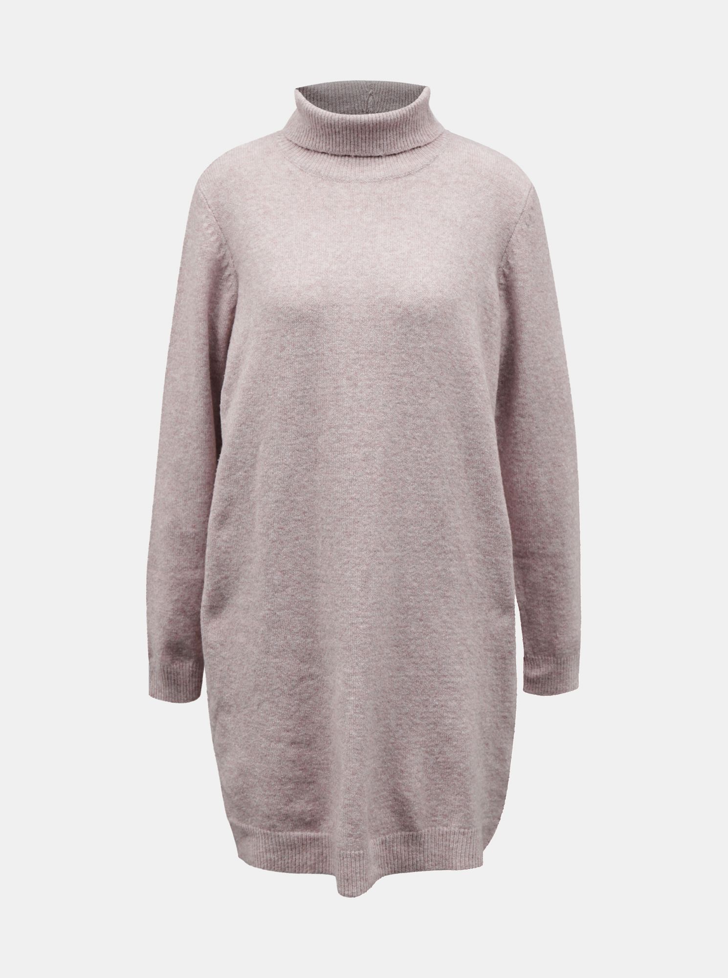 Světle růžové svetrové šaty s rolákem Jacqueline de Yong