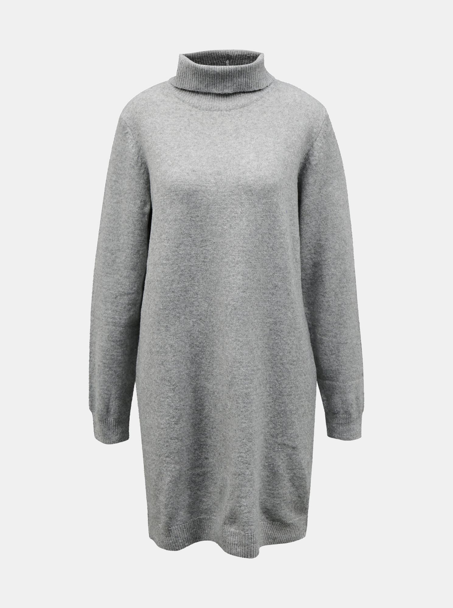 Světle šedé svetrové šaty s rolákem Jacqueline de Yong