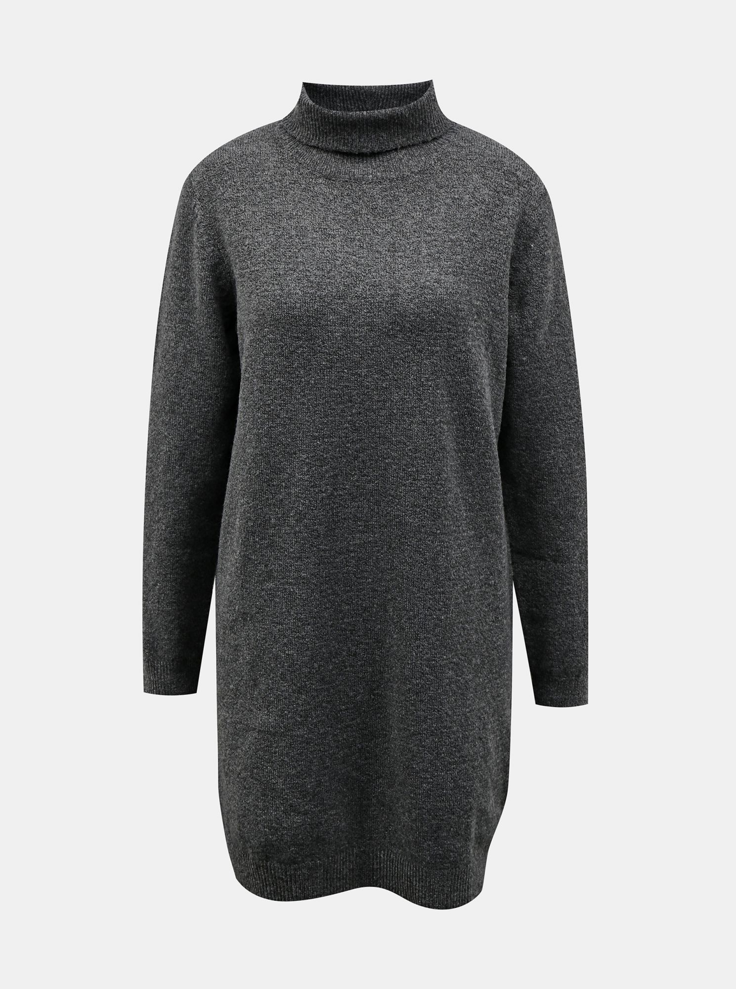 Tmavě šedé svetrové šaty s rolákem Jacqueline de Yong