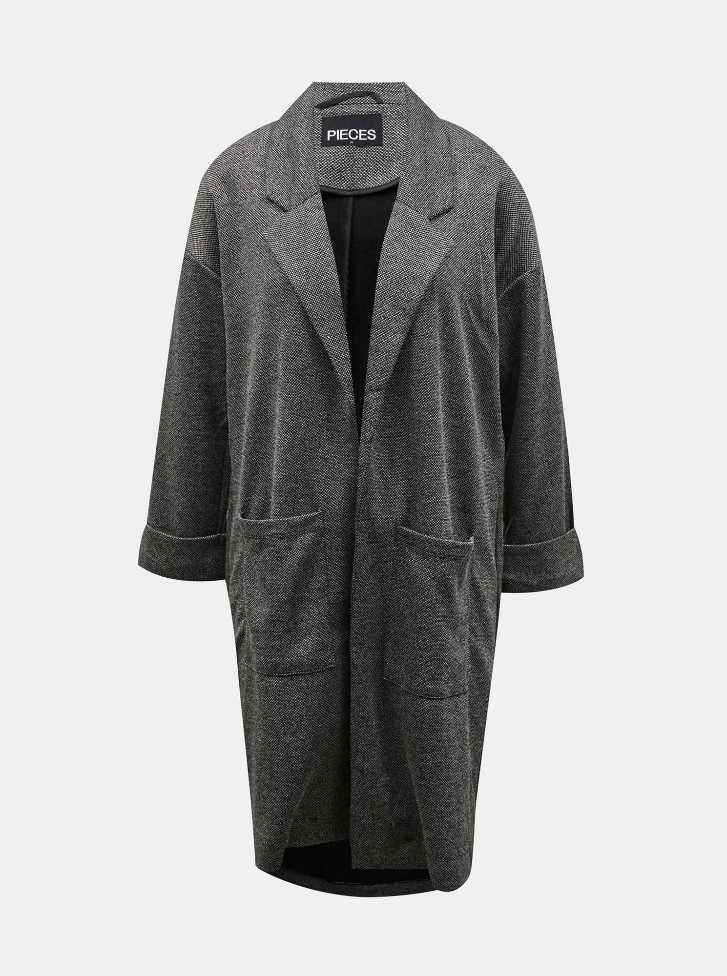 Šedý lehký dlouhý kabát Pieces Dorita