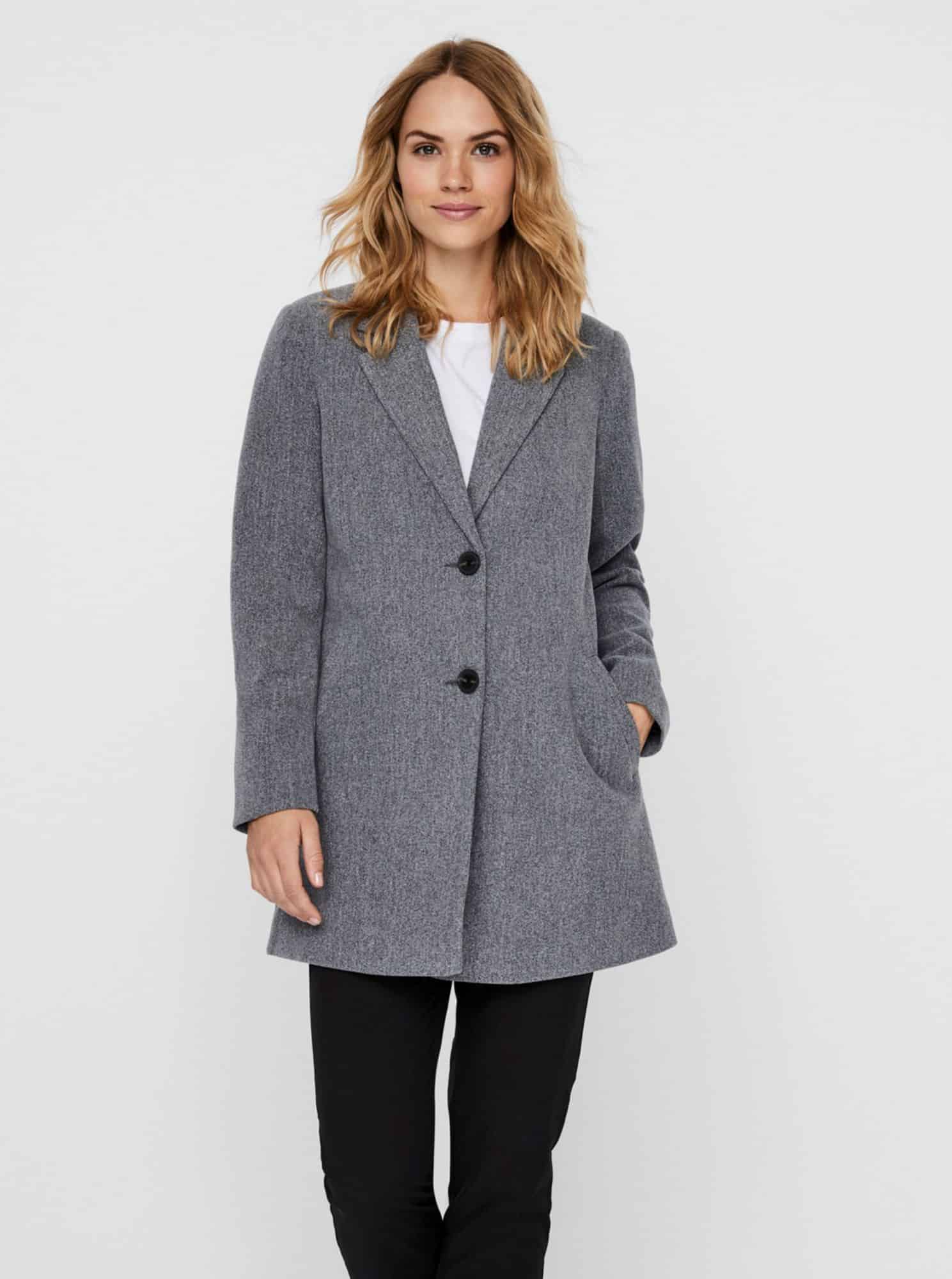 Šedý kabát VERO MODA Dafne