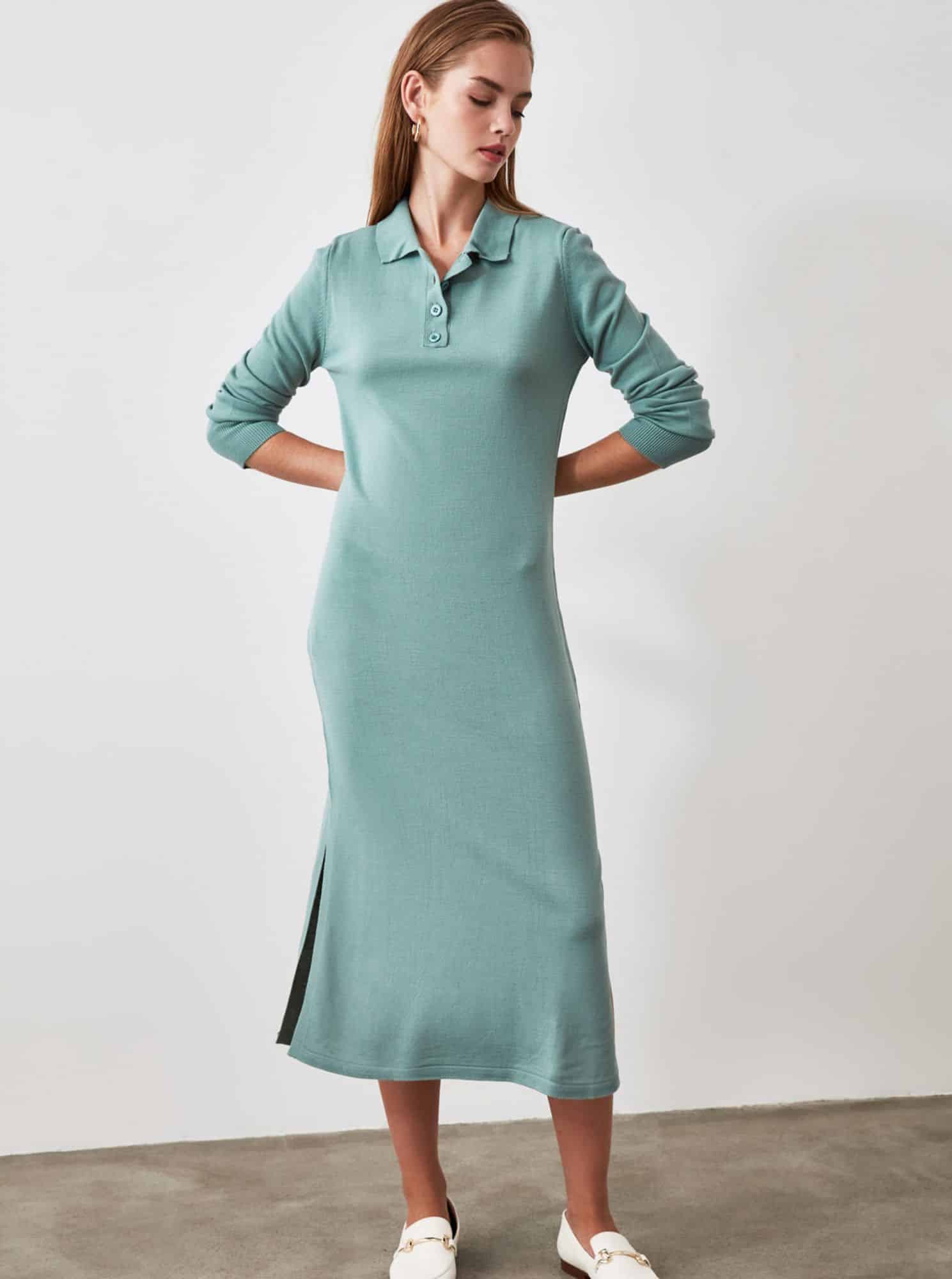 Mentolové maxišaty Trendyol