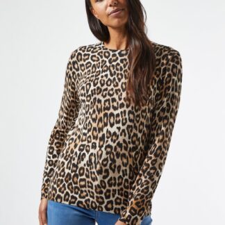 Hnědé tričko s leopardím vzorem Dorothy Perkins