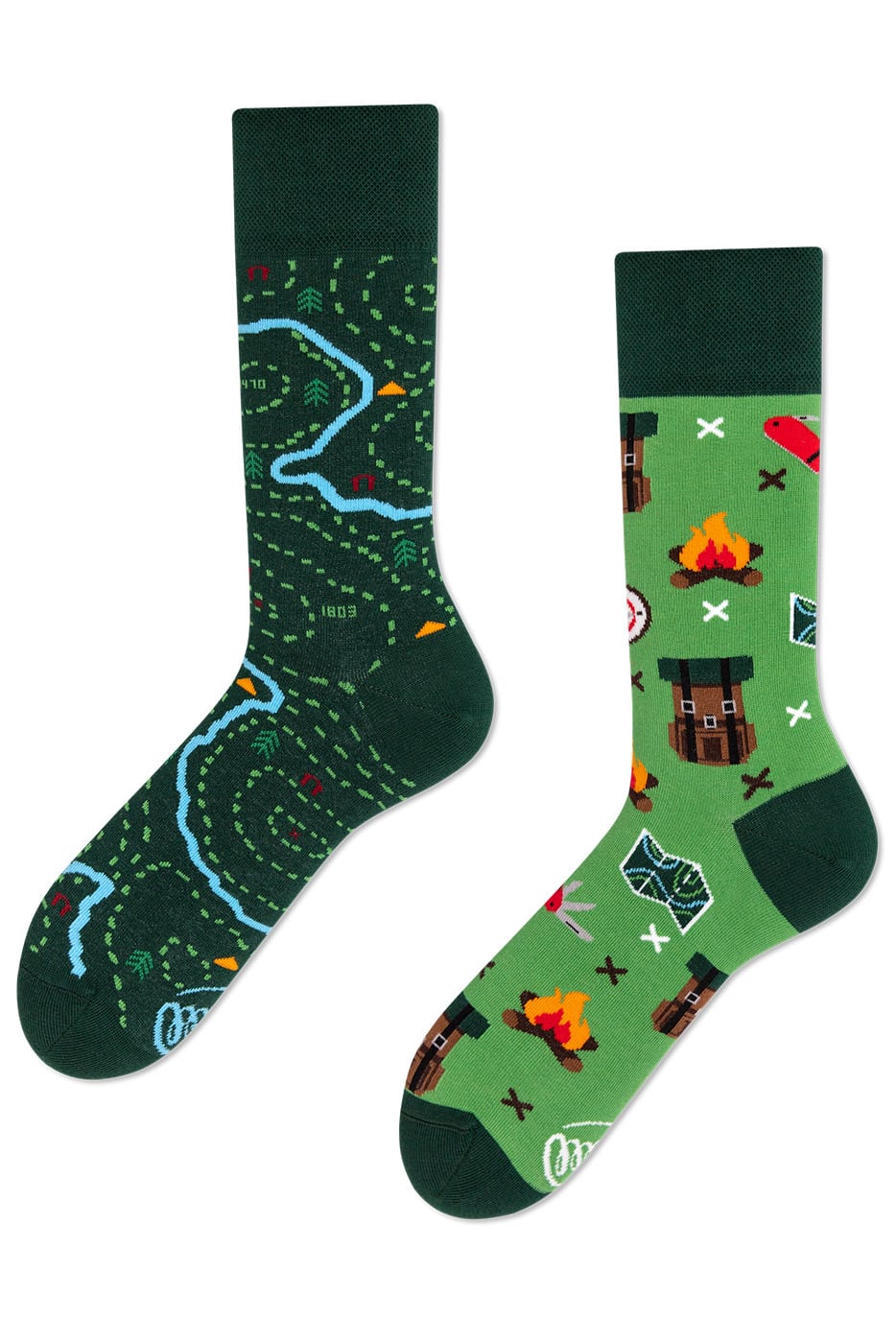 Many Mornings zelené ponožky The Map