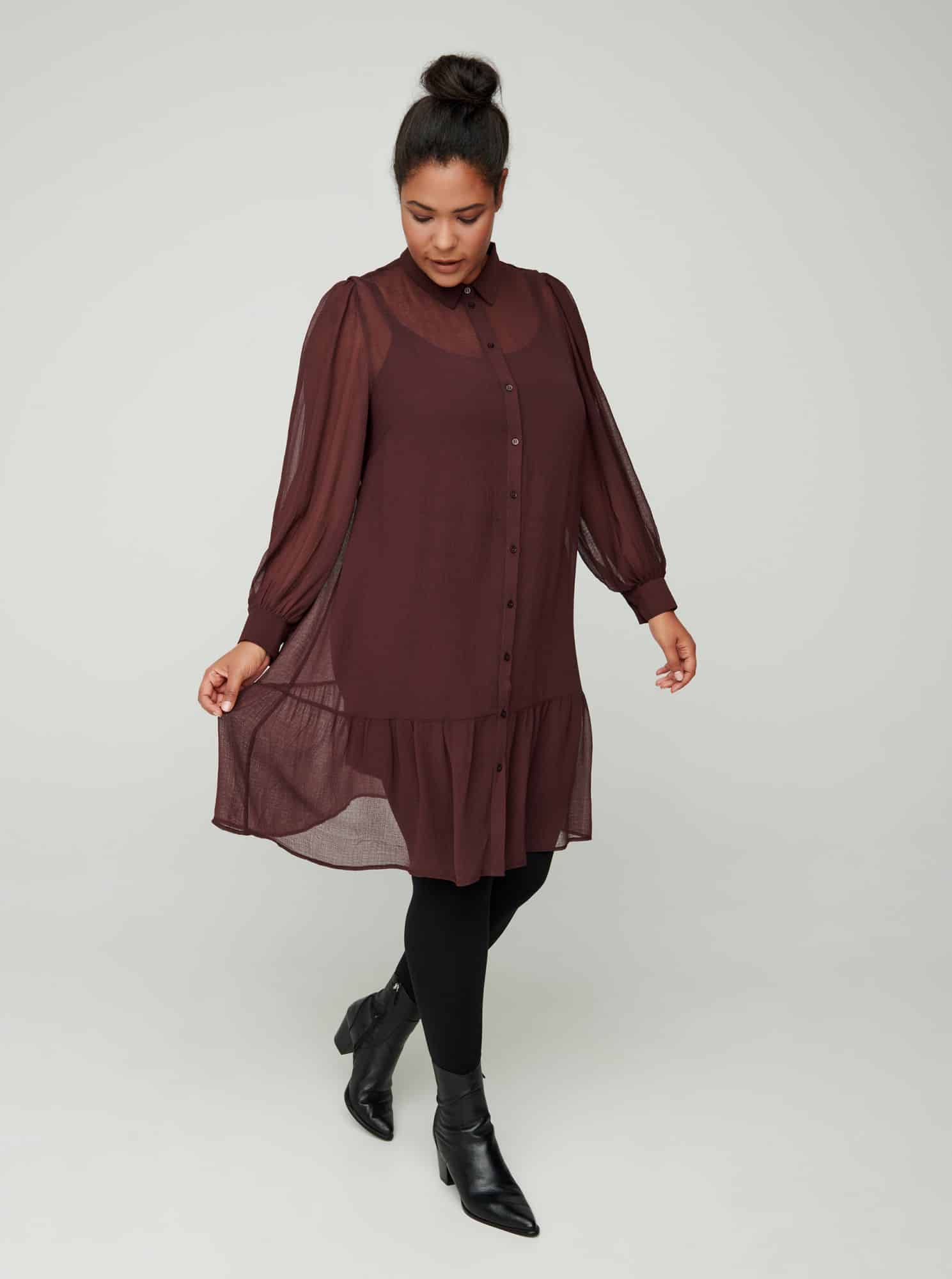 Zizzi hnědé košilové šaty