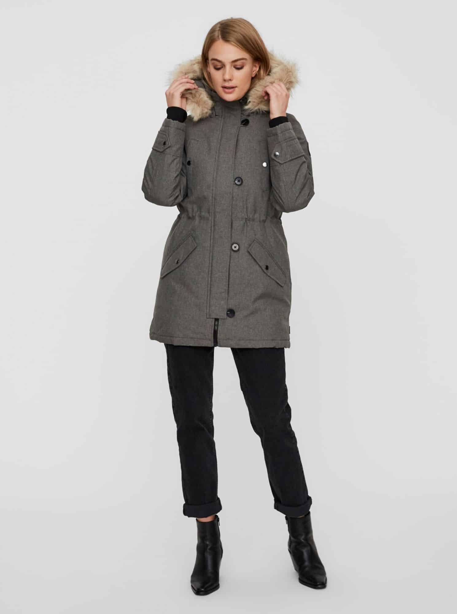 Šedá zimní parka VERO MODA Excursion