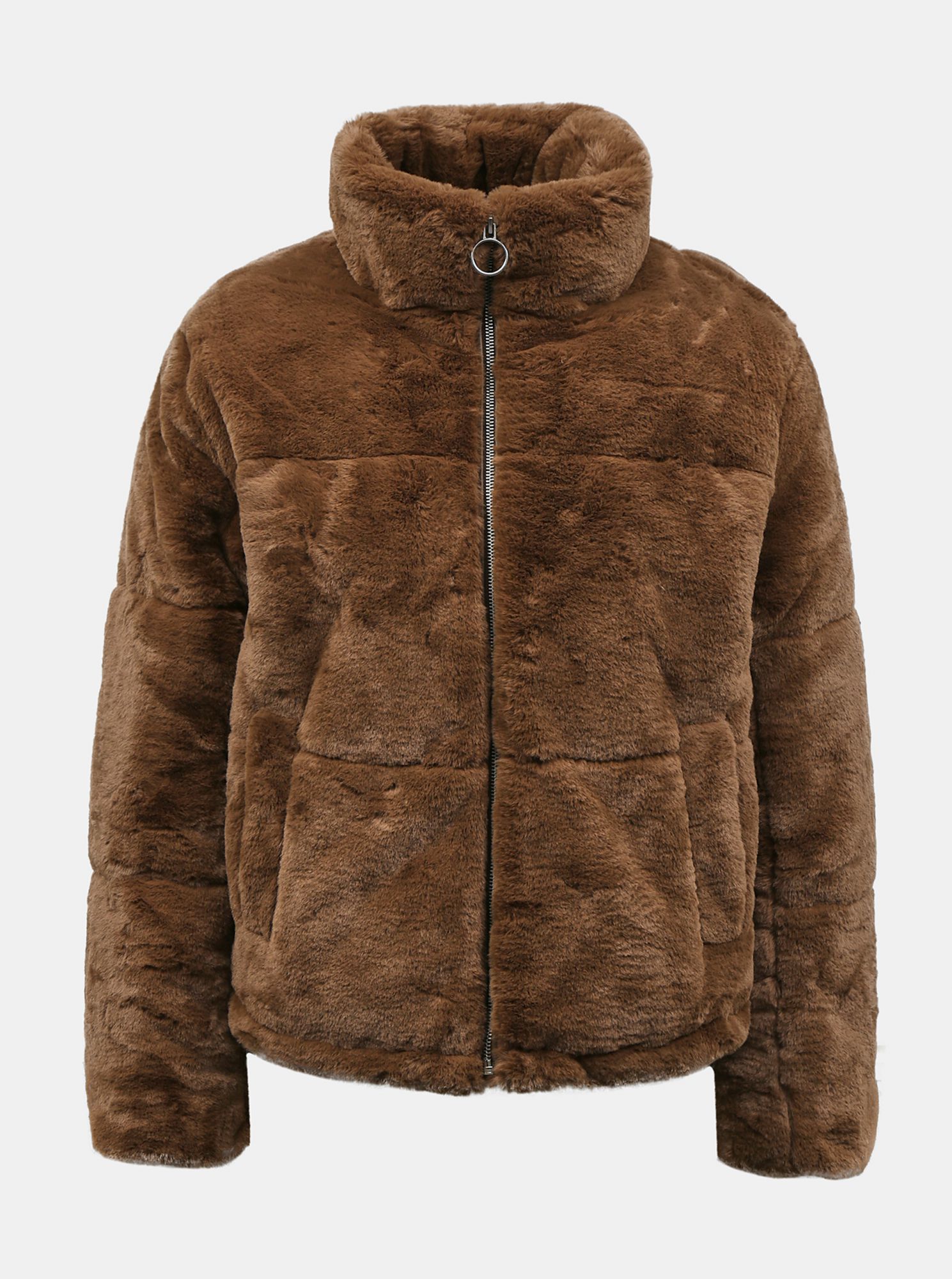Hnědá bunda s umělým kožíškem Jacqueline de Yong Touch