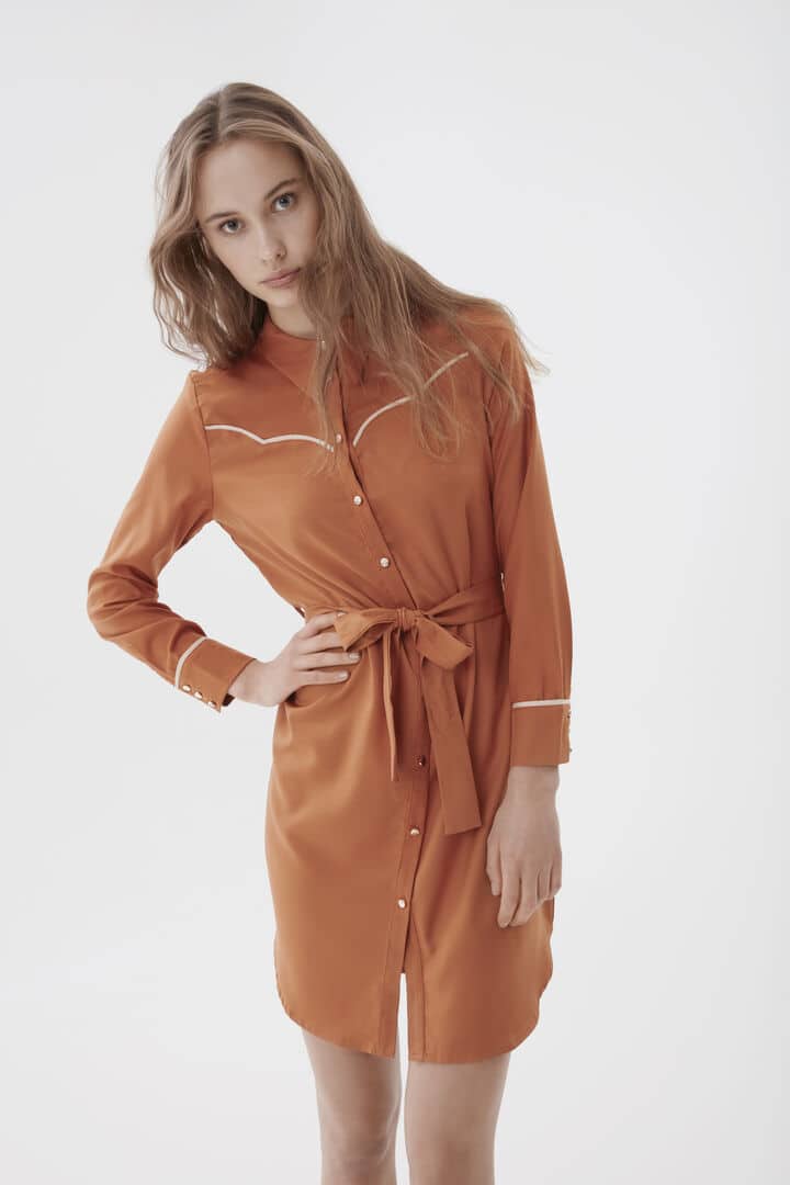 Ichi hnědé košilové šaty Ixwilla