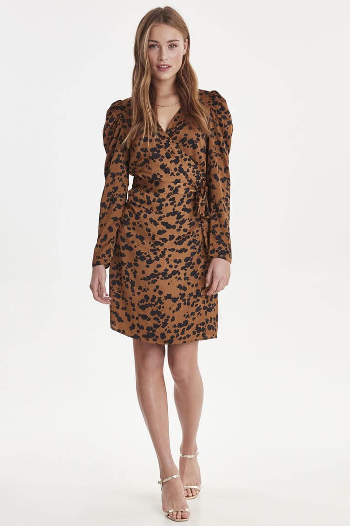 Ichi hnědé šaty Ixmette Wrap