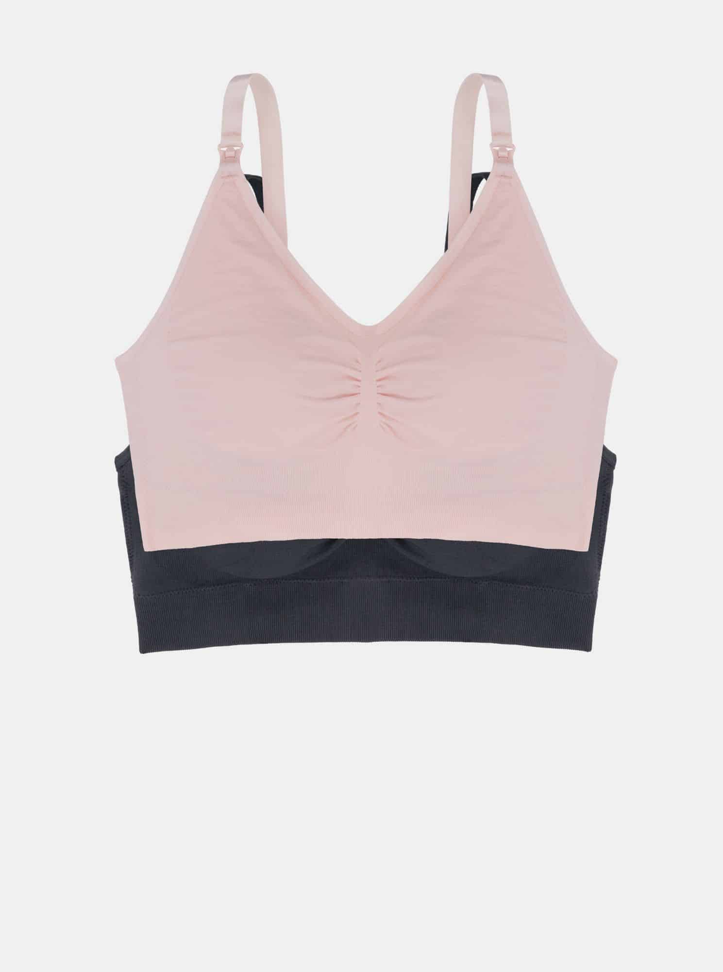 Sada dvou kojicích podprsenek v růžové a šedé barvě DORINA