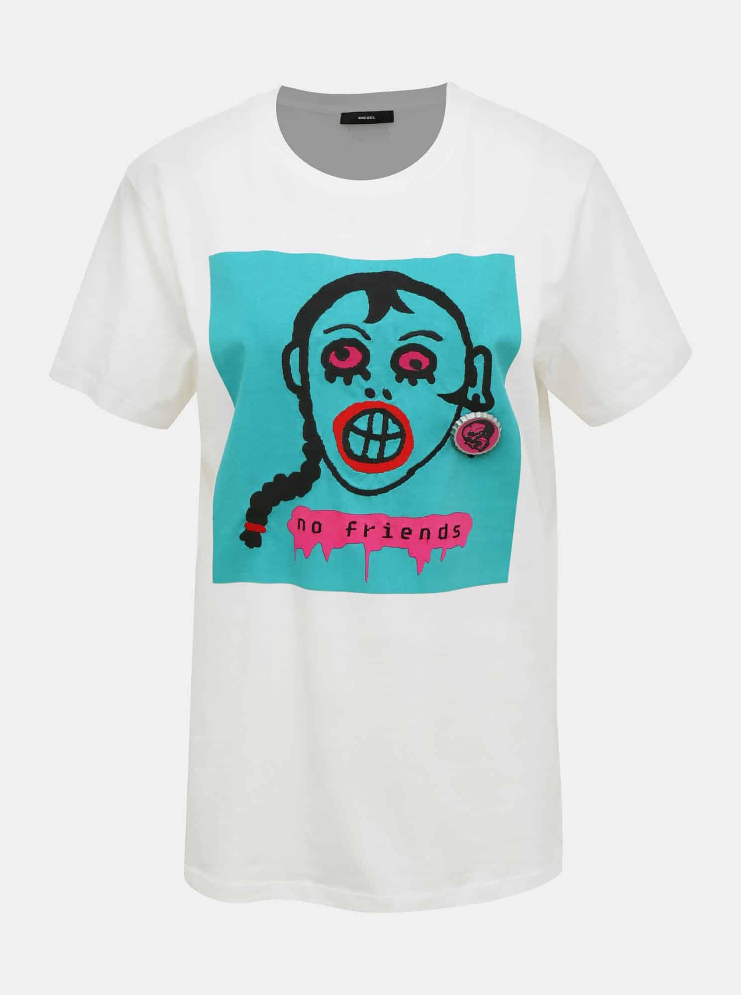 Bílé dámské tričko s potiskem Diesel