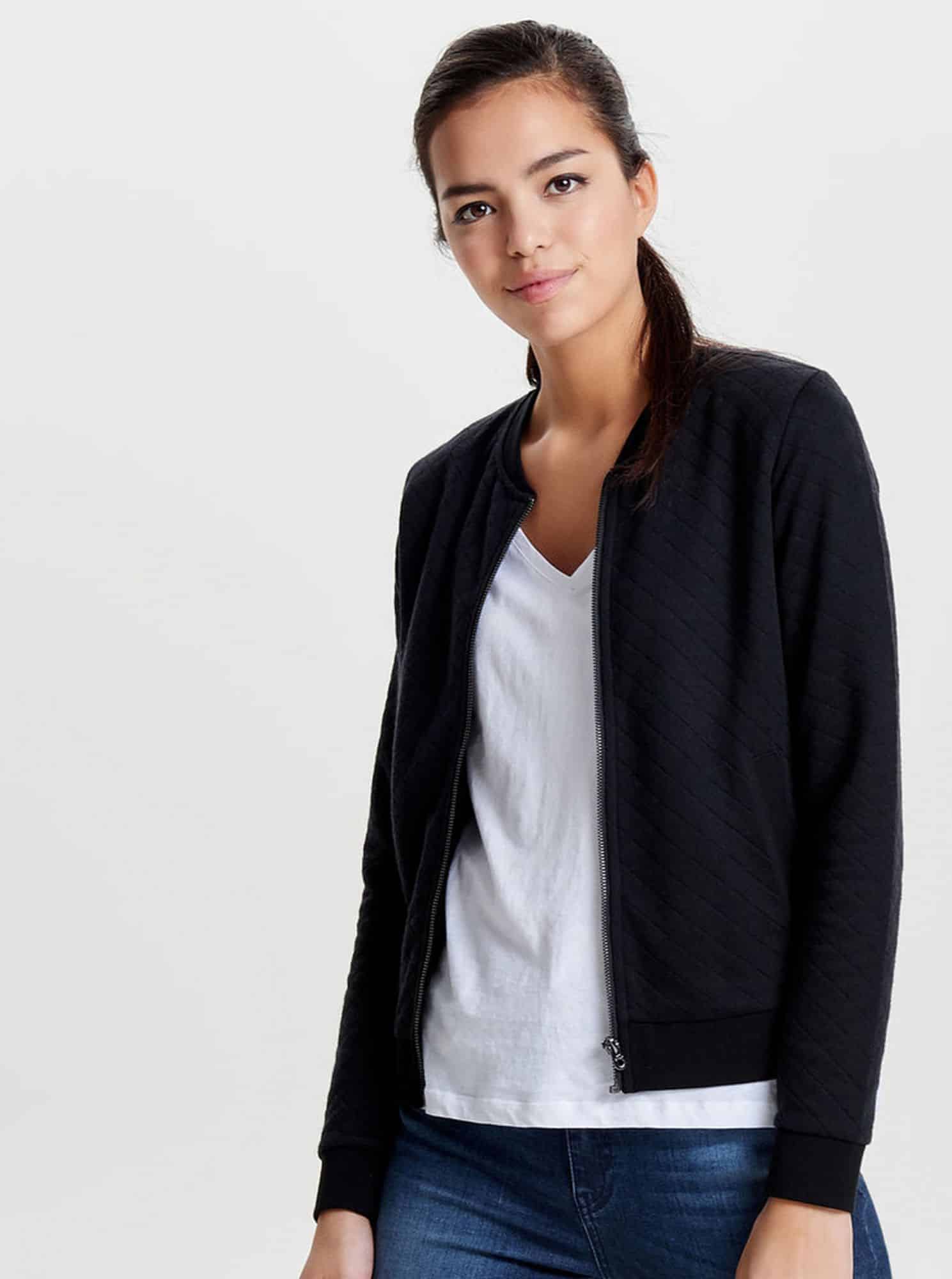 Černý vzorovaný mikinový bomber ONLY Joyce