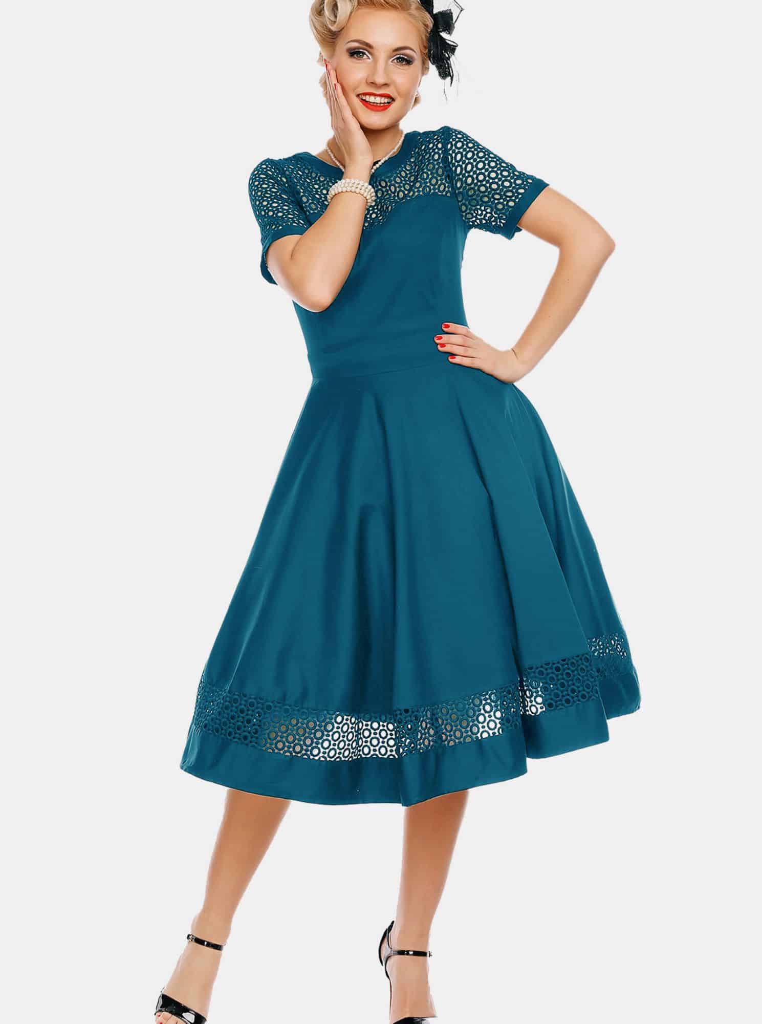 Modré šaty s ozdobným sedlem Dolly & Dotty