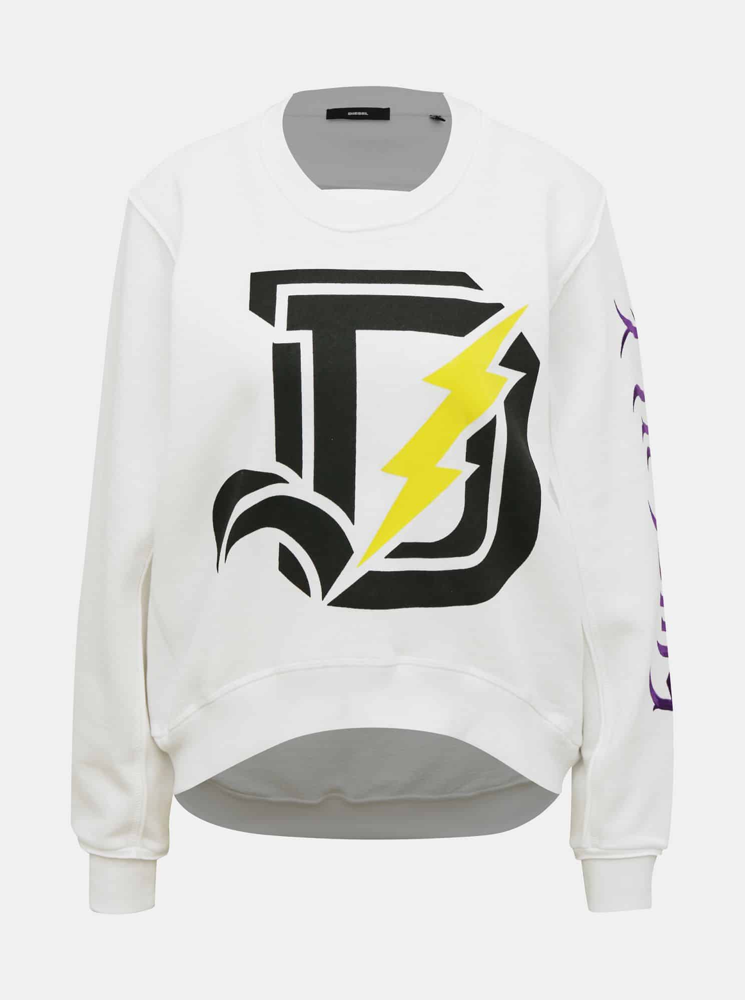 Bílá dámská mikina s průstřihem na zádech Diesel