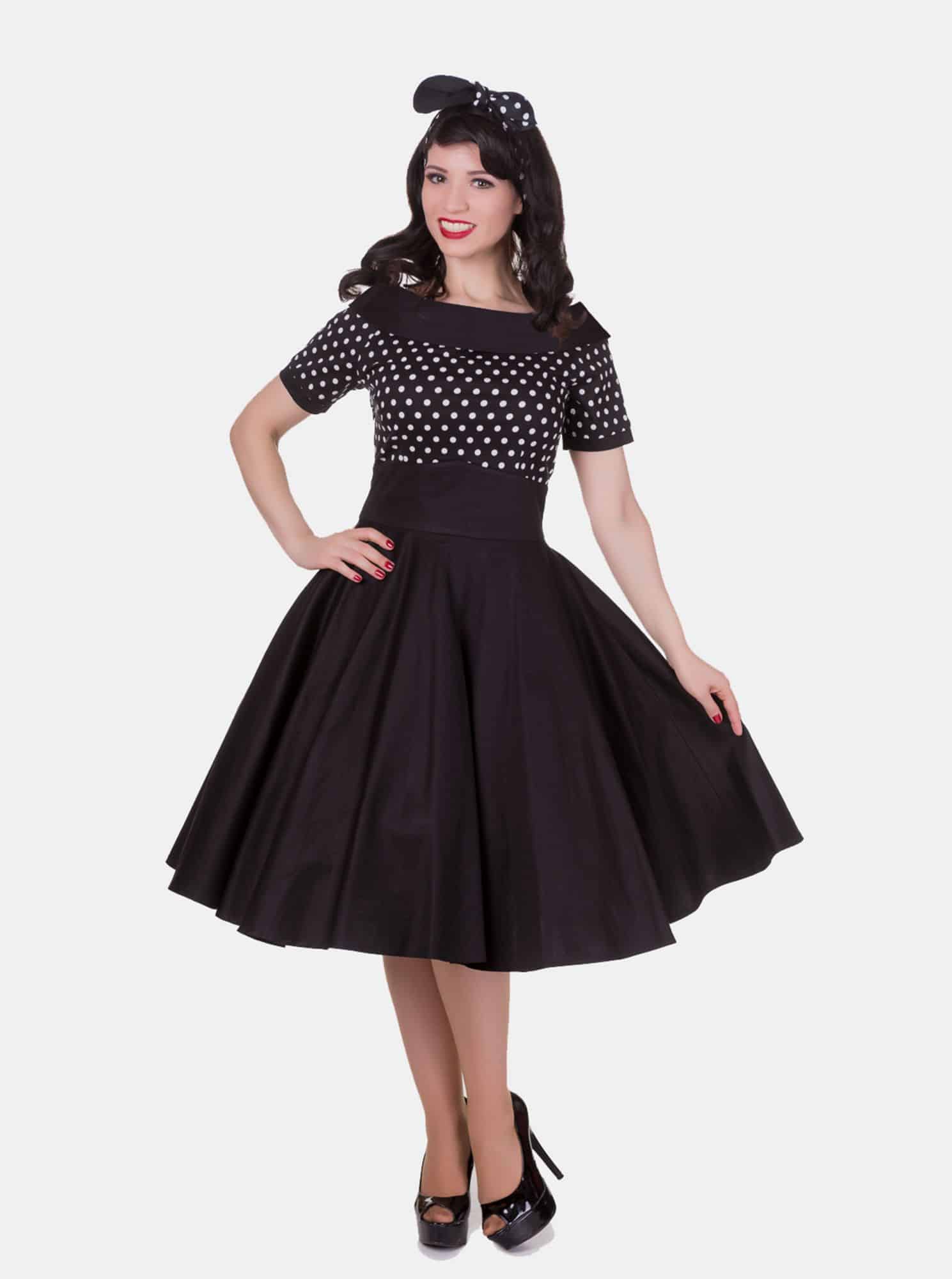 Černé puntíkované šaty Dolly & Dotty Darlene
