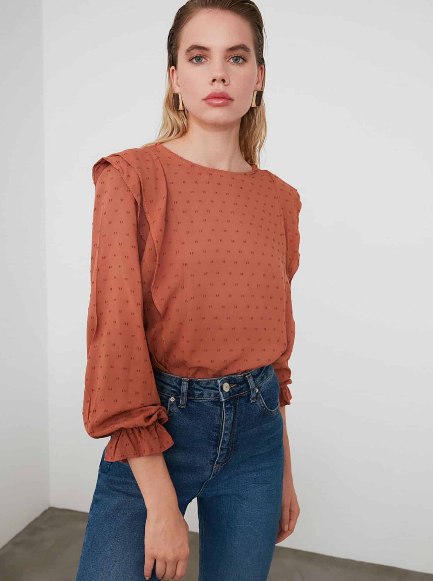 Hnědá halenka Trendyol