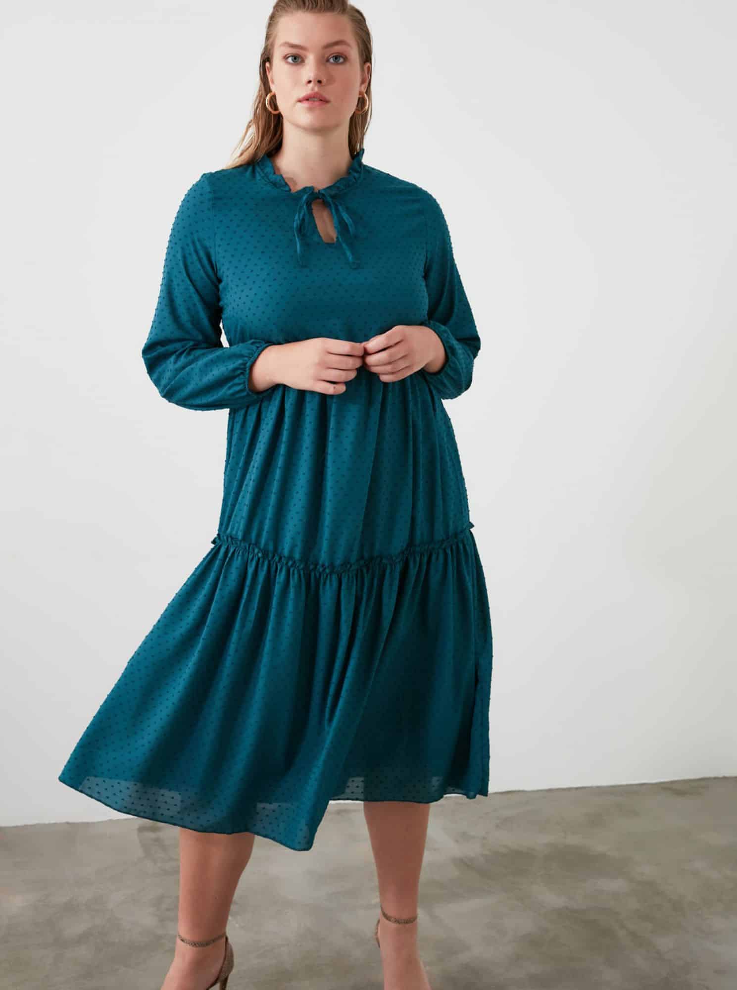 Petrolejové šaty Trendyol