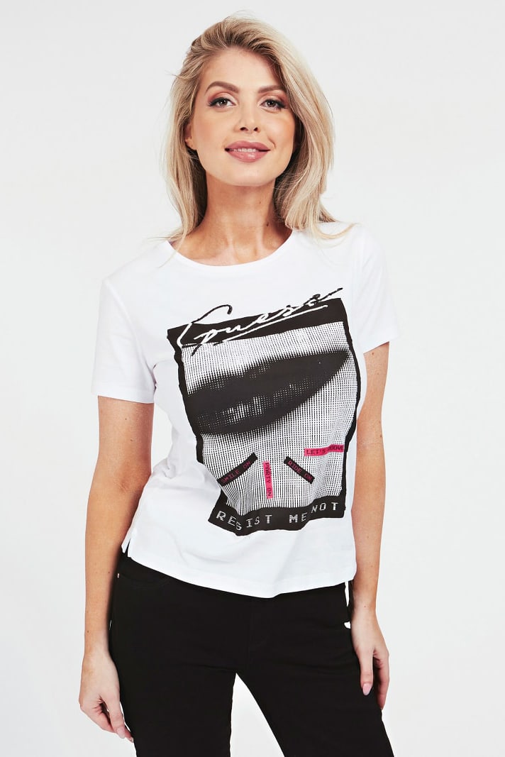 Guess bílé tričko Glitter Placed