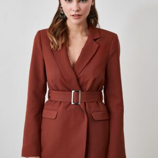 Hnědý kabát Trendyol