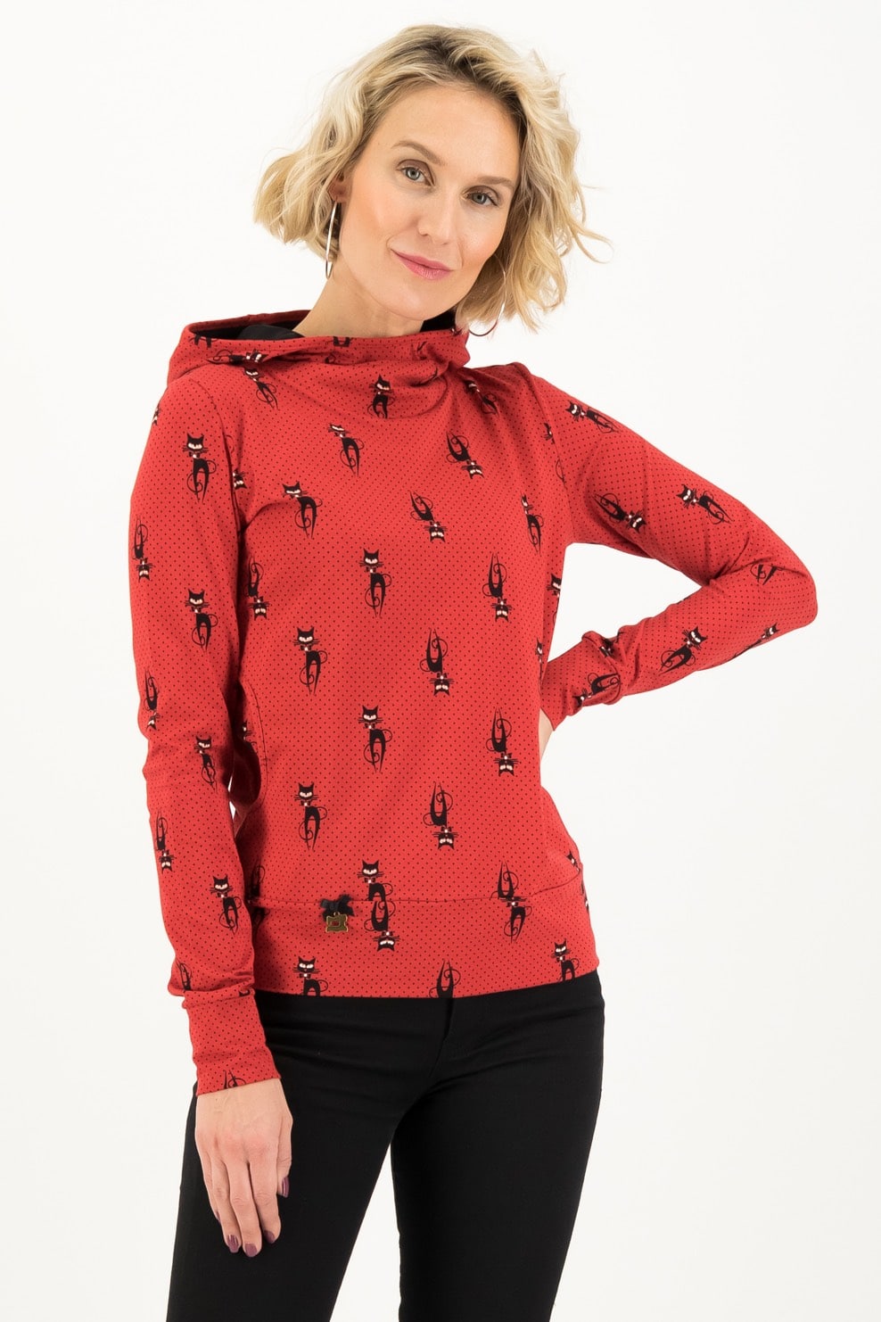 Blutsgeschwister červená mikina Kitties Lover s kapucí