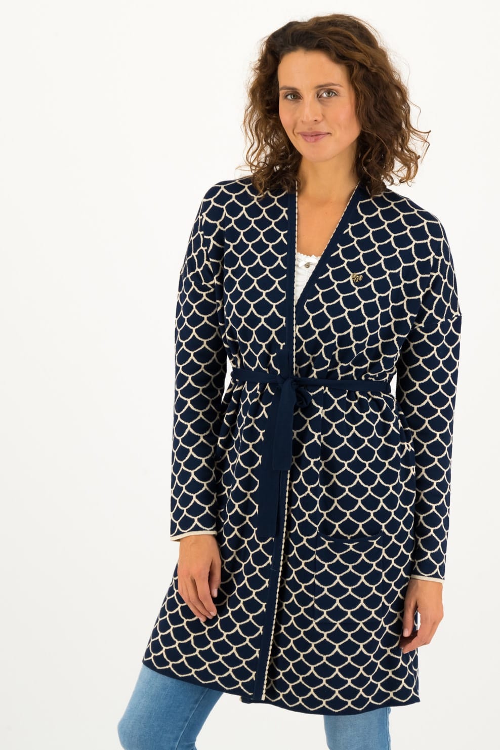 Blutsgeschwister modrý svetrový kardigan Storm Shell