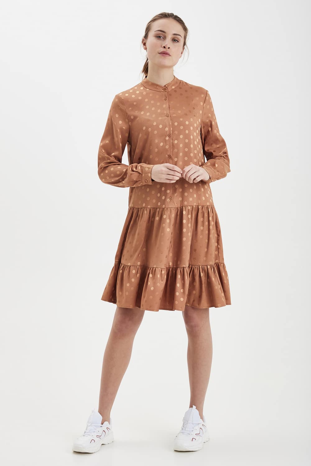 Ichi hnědé šaty Ixstripy DR Thrunsh