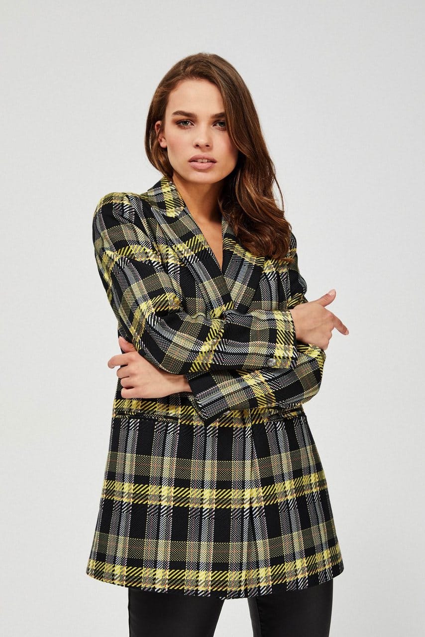 Moodo stylový kostkovaný kabát