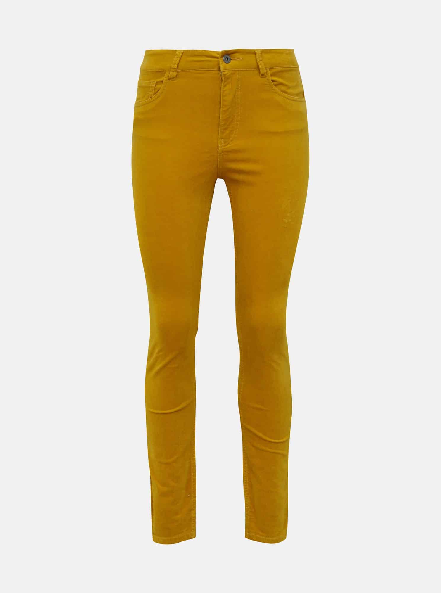 Hořčicové manšestrové skinny fit kalhoty Jacqueline de Yong Era