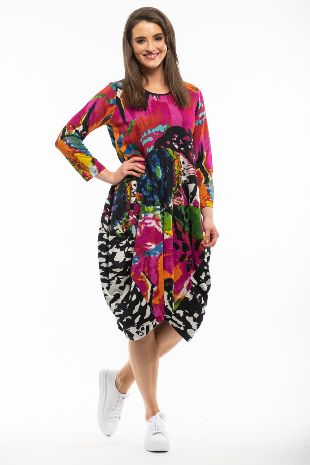 Orientique barevné šaty David s dlouhým rukávem