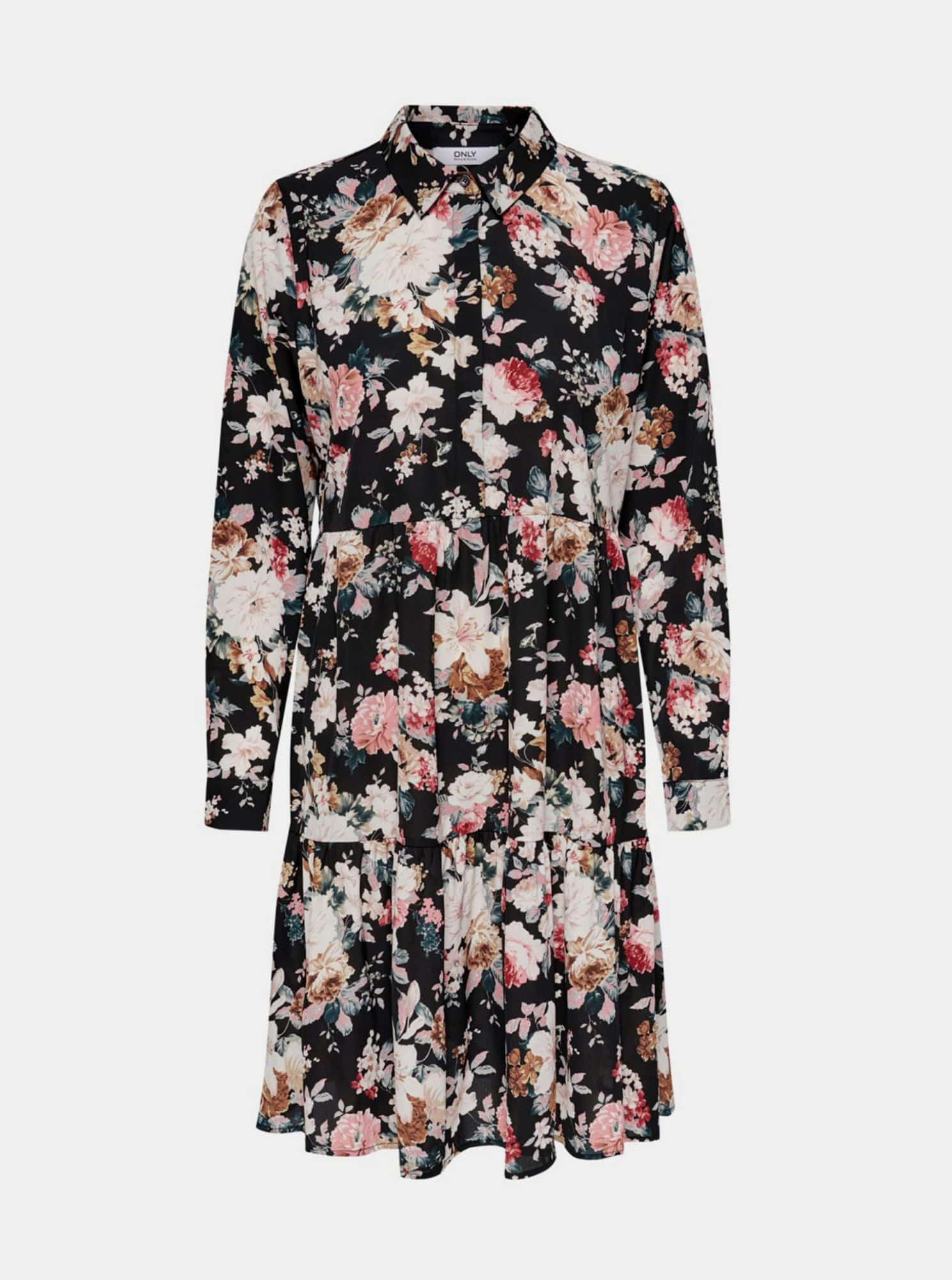 Černé květované košilové šaty ONLY Larry