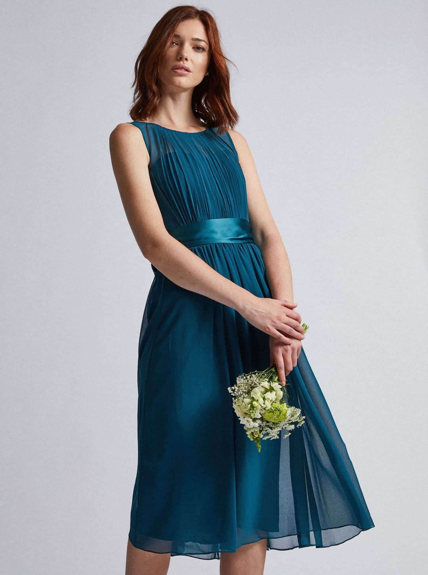 Petrolejové šaty se zavazováním Dorothy Perkins