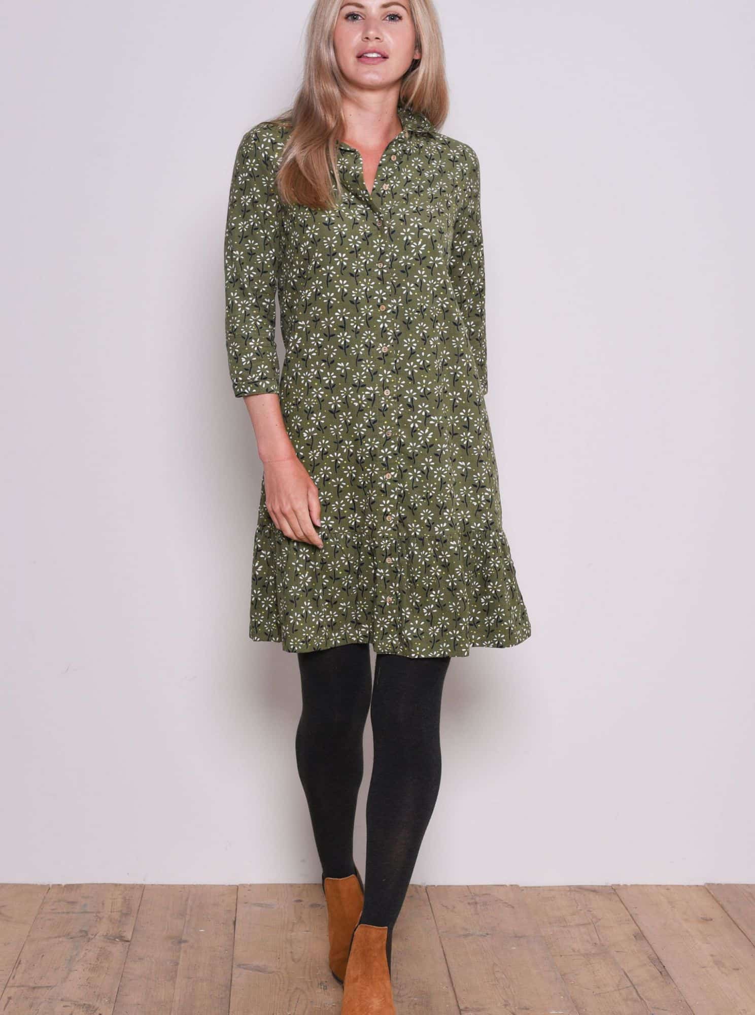 Zelené vzorované košilové šaty Brakeburn