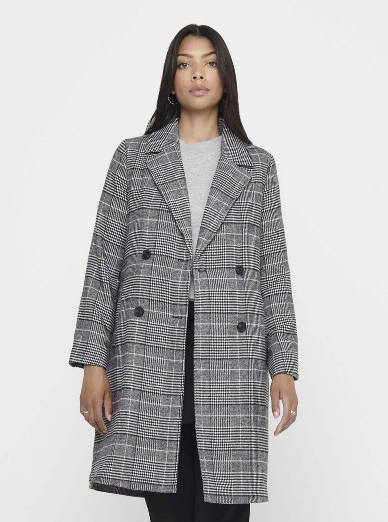 Šedý kostkovaný lehký kabát ONLY Arabella