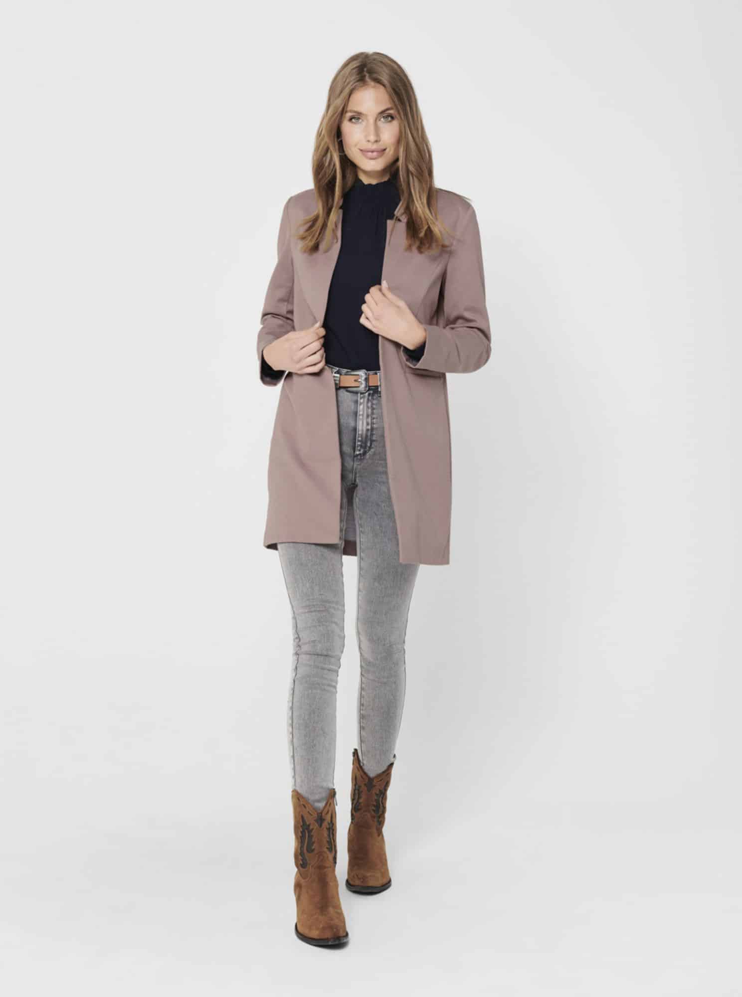 Starorůžový lehký kabát ONLY Penny