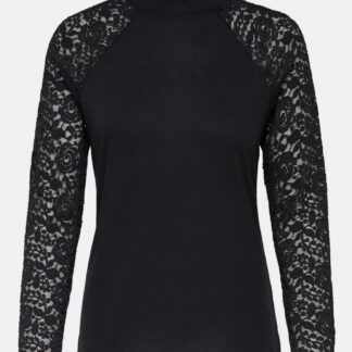 Černé tričko s krajkovými detaily Jacqueline de Yong Kim