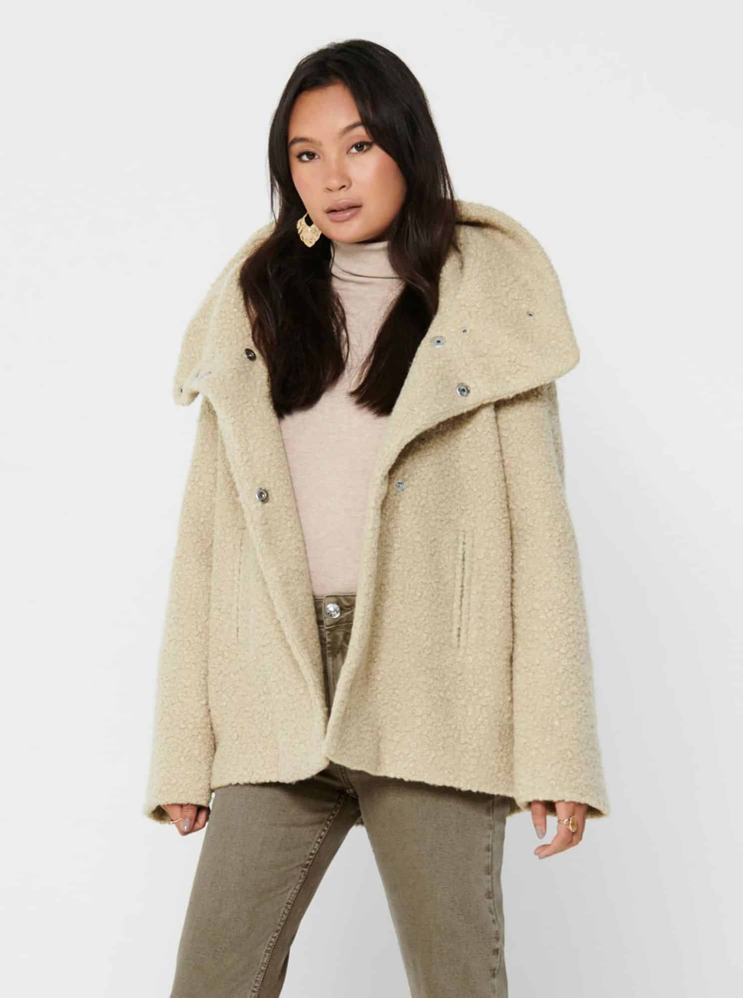 Krémový krátký kabát Jacqueline de Yong Sonya