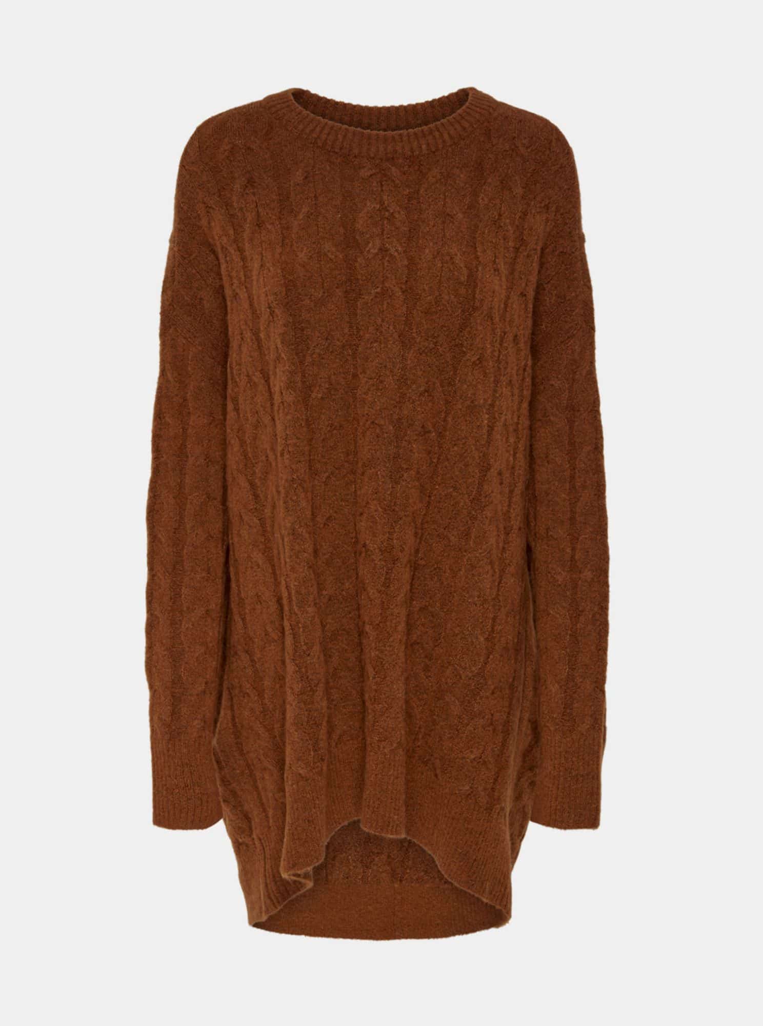 Hnědý svetr s příměsí vlny ONLY Dora