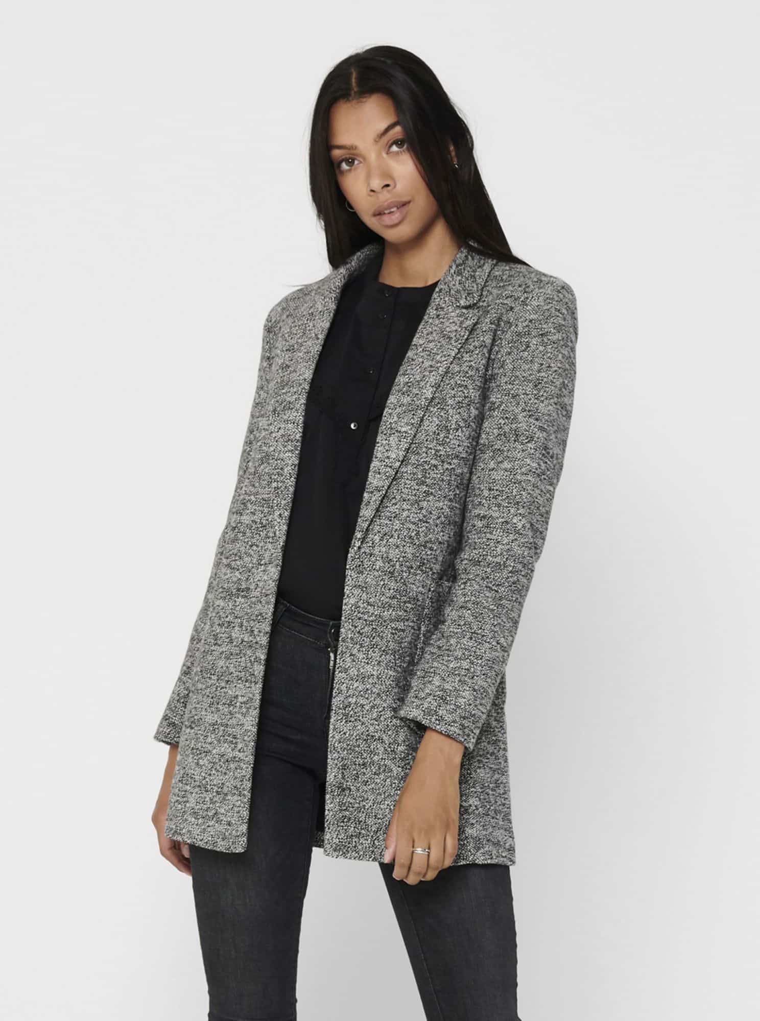 Šedý žíhaný lehký kabát ONLY Baker