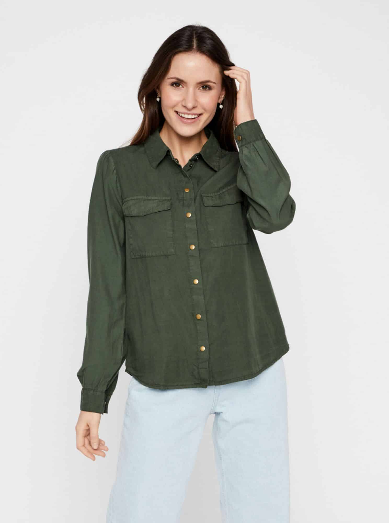 Tmavě zelená košile Pieces Bellis