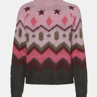 Růžový vzorovaný svetr Noisy May Luke