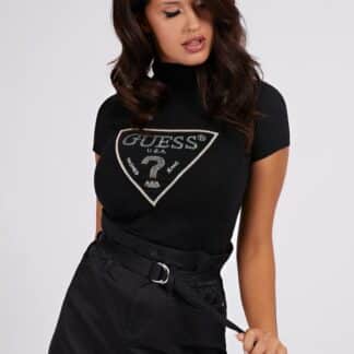 Guess černý rolák Jewel Logo Turtle Neck Sweater